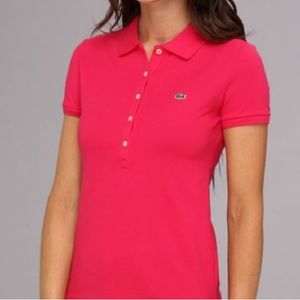 Lacoste 5-button Slim Cut Polo in Pink